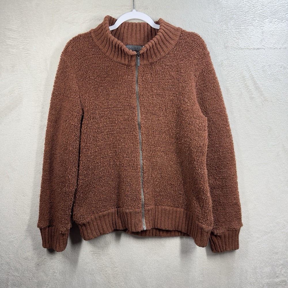 Time‎ Out New Zealand Sweater Size L LambsWool Mohair Textured Full Zip Cozy